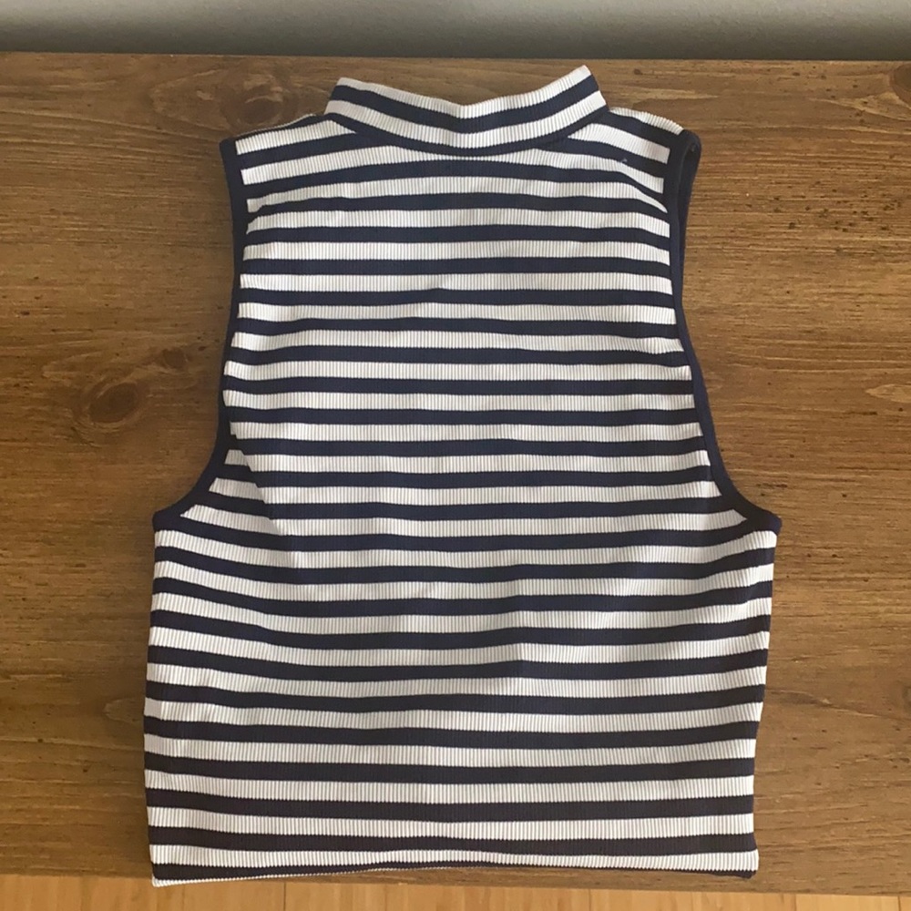 NAVY AND WHITE STRIPED BODYSUIT